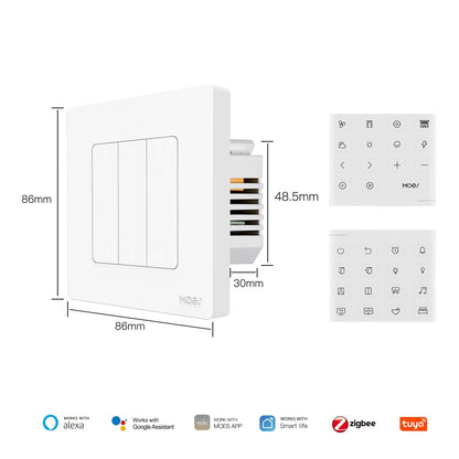 ZigBee Star Ring Smart Light Switch & Scene Controller, Neutral Wire Required, 2 Switches Association - MOES