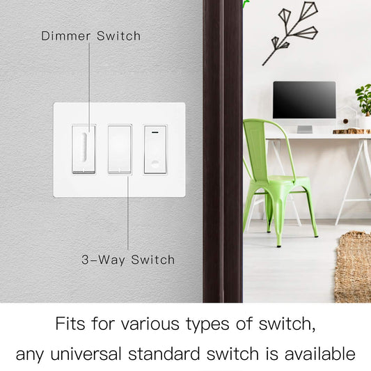 3 Gang Decorative Outlet Screwless Switch Panel Wall Plate, White, Multi Outlet, Standard Size - Moes