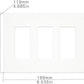 3 Gang Decorative Outlet Screwless Switch Panel Wall Plate, White, Multi Outlet, Standard Size - Moes