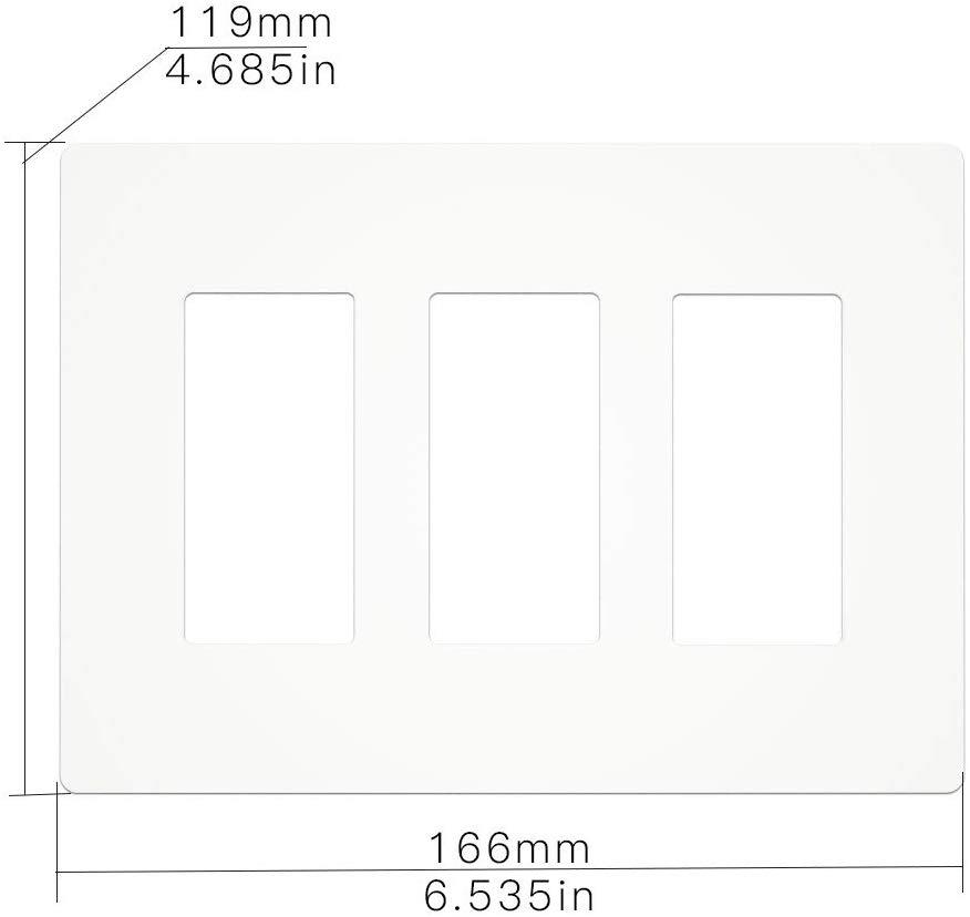 3 Gang Decorative Outlet Screwless Switch Panel Wall Plate, White, Multi Outlet, Standard Size - Moes