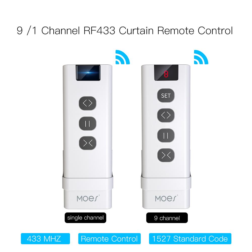 9 /1 Channel RF433 Remote Controller For Controlling WiFi Curtain Switch RF Roller Blinds Module Battery Powered Curtain Accessories Emitter - Moes
