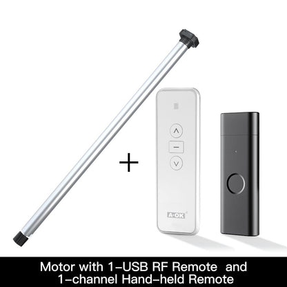 Automatic 15mm USB Rechargeable Tubular Roller Blind Motor for 17mm 25mm Tube Motorized Electric Roller Blind Shade Built-in Receiver RF433 Remote Control for 25mm Tube RF Remote Control - Moes