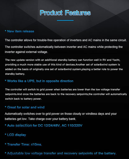 Automatic ATS Dual Power Transfer Switch features - Moes