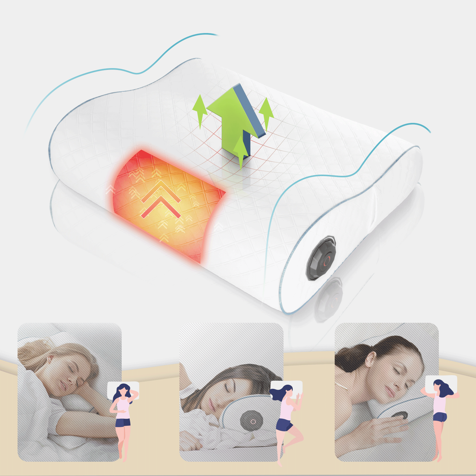 ModSavy Neck Pillows for Pain Relief Sleeping, Heated Memory Foam Cervical  Neck Pillow with USB Graphene Heating and Magnetic for Stiff Neck Pain