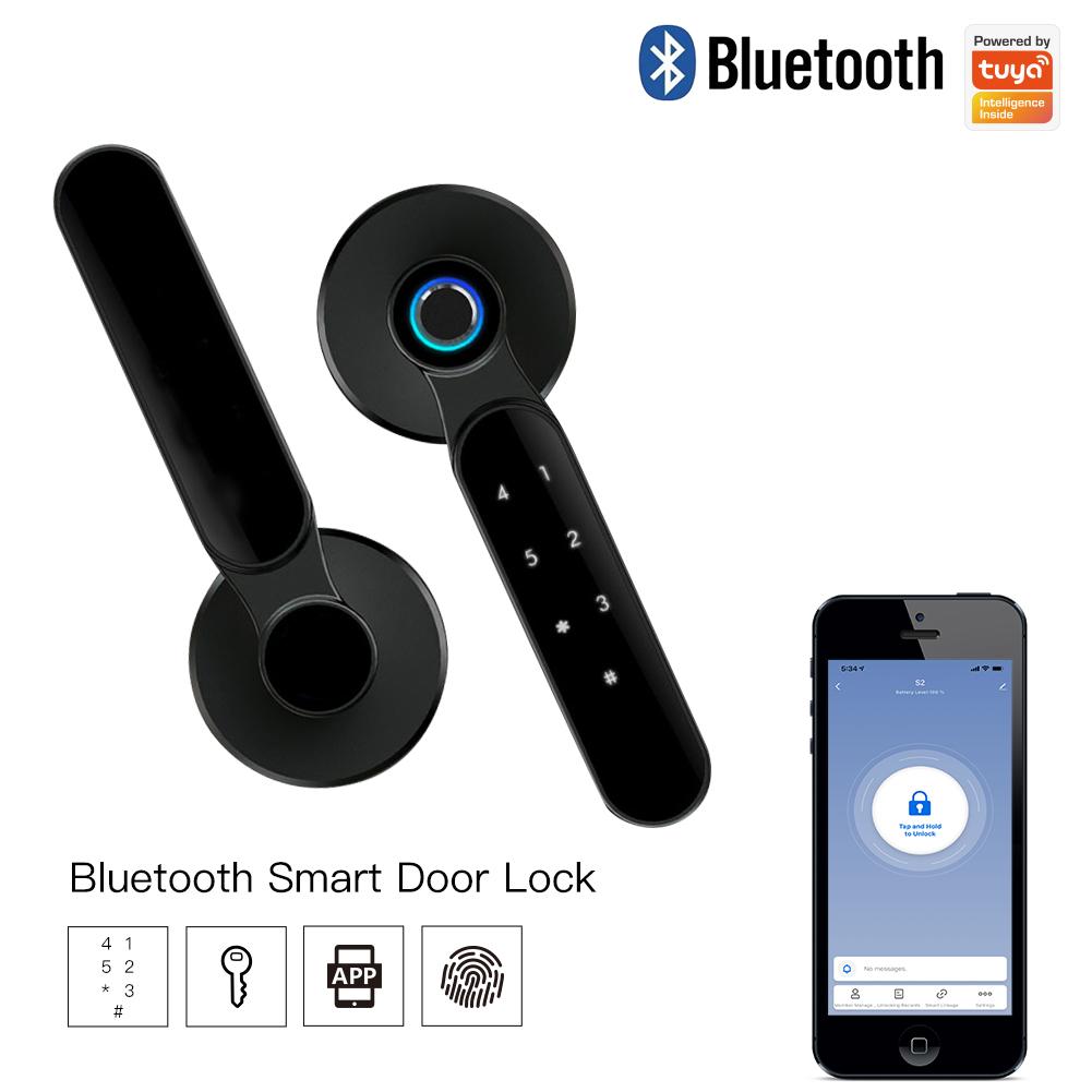 Bluetooth Smart Door Lock Multiple Unlocking Fingerprint Lock, Security Intelligent Tuya Smart Lock with Smart Life APP Password RFID Door Lock Battery Powered - Moes