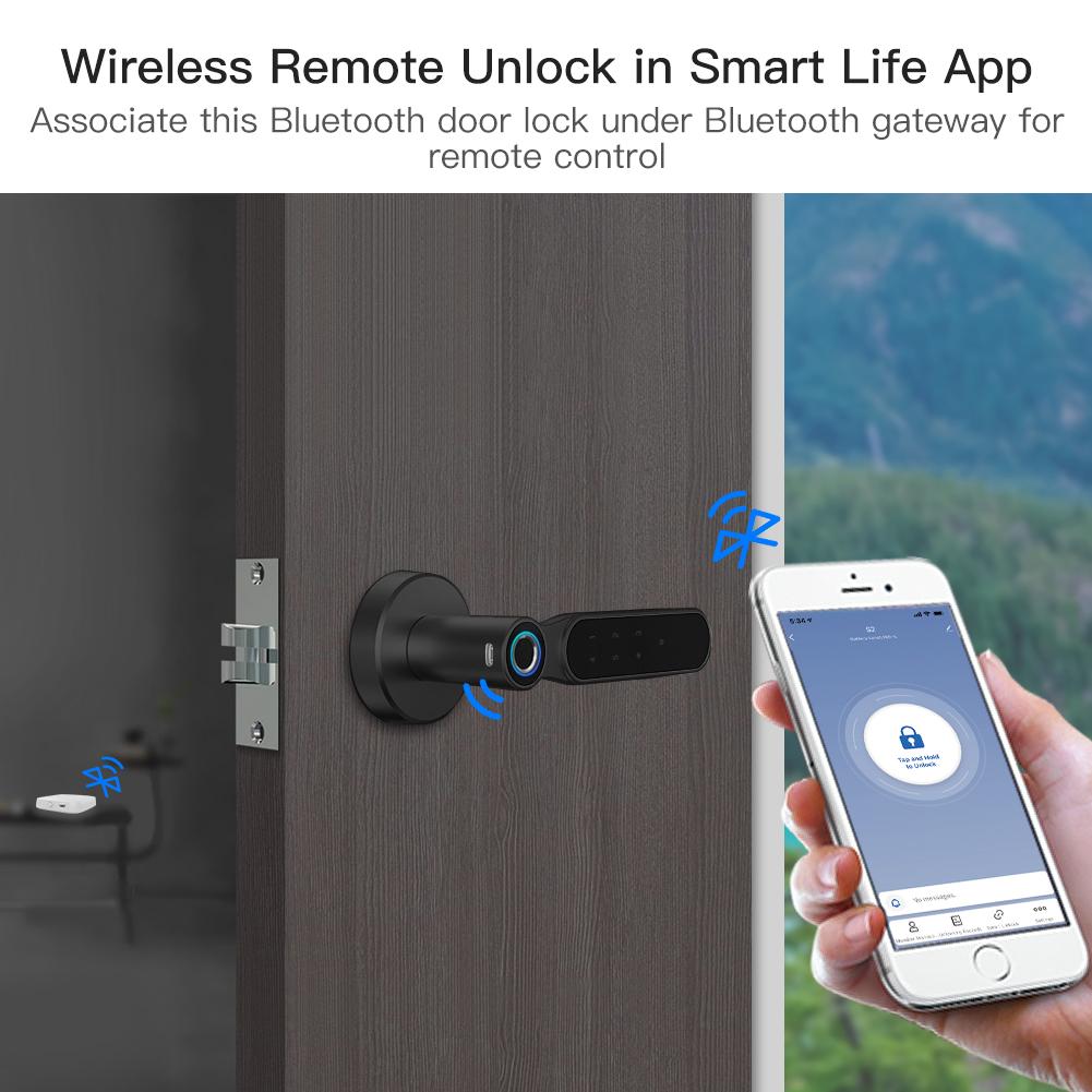 Bluetooth Smart Door Lock Multiple Unlocking Fingerprint Lock, Security Intelligent Tuya Smart Lock with Smart Life APP Password RFID Door Lock Battery Powered - Moes
