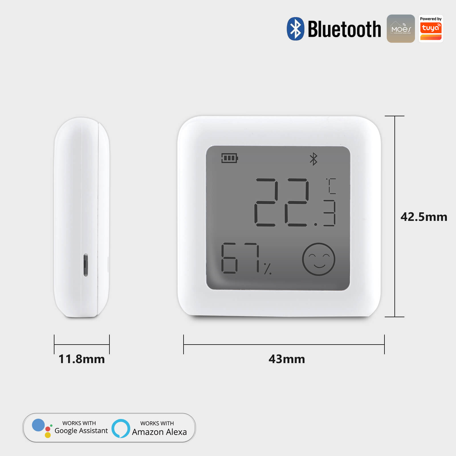 Bluetooth Smart Temperature Humidity Sensor LCD Indoor Hygrometer Thermometer - MOES
