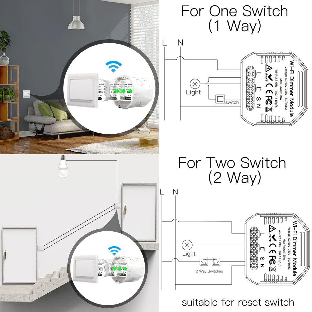DIY Smart WiFi Light LED Dimmer 1/2 Way Switch - Moes