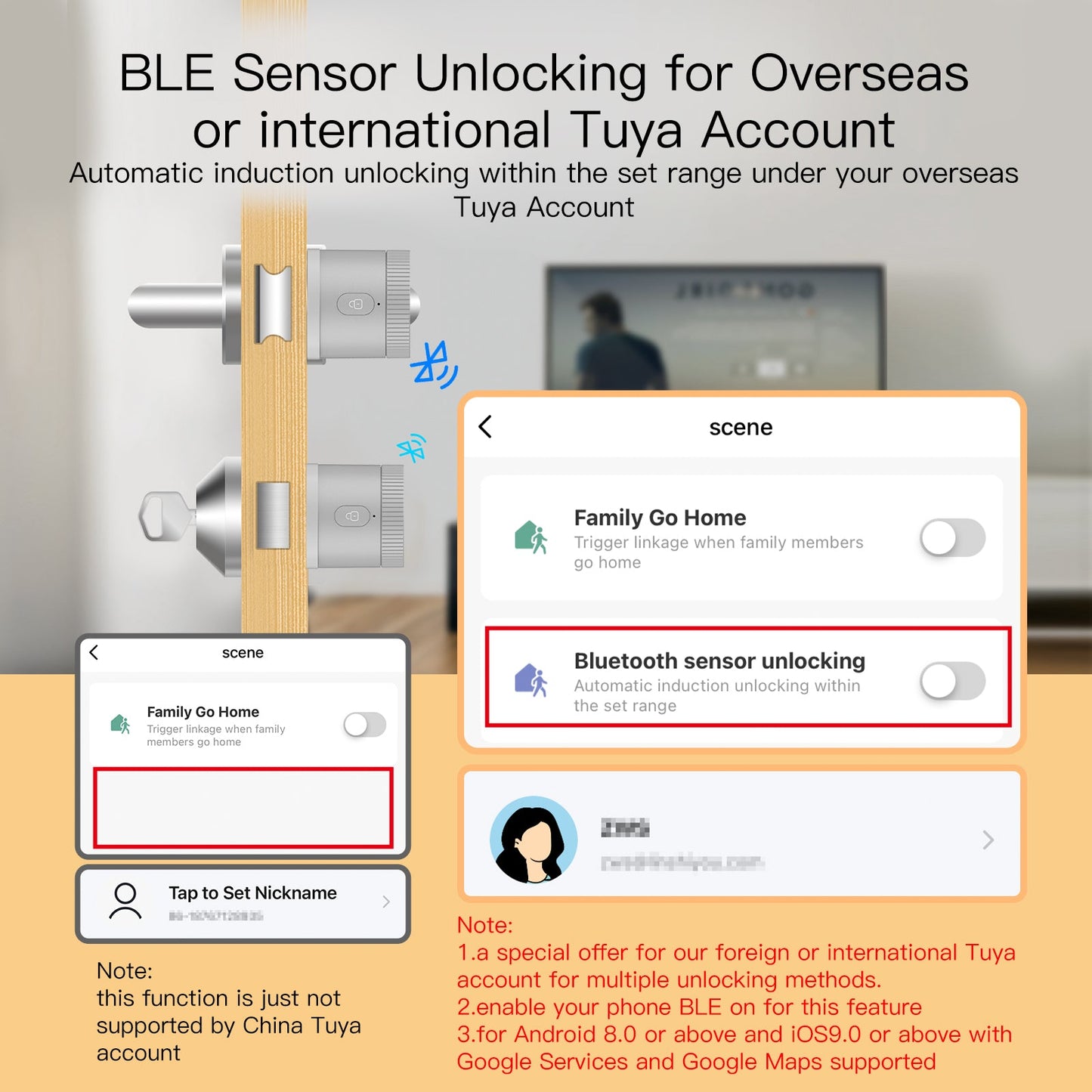 【EU Version】Bluetooth Smart Door Lock Bank-grade AES128 Bit and TLS Encryption Keypad Bundle Bluetooth Sensor Unlocking Tuya Smart APP Remote Unlocking - MOES