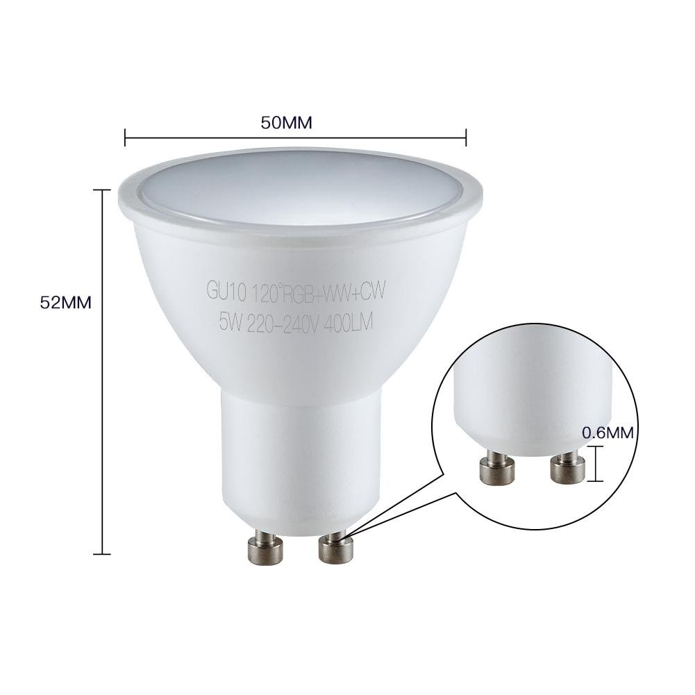 GU10 WiFi Smart LED Bulbs RGBW C+W White 5W Dimmable Lamps 220-240V - Moes