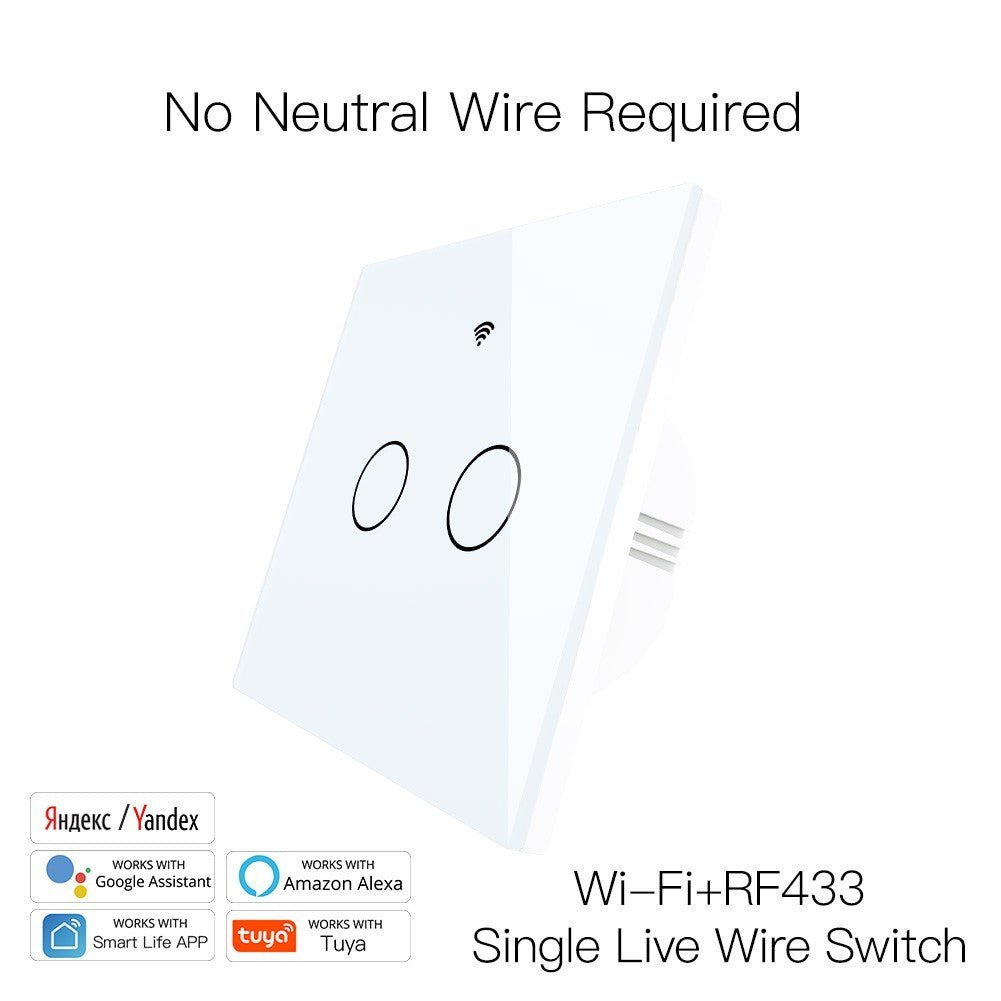 【Limited Purchase of 1 Piece】WiFi RF433 Smart Light Wall Touch Switch Single Pole 220V No Neutral Wire EU Standard - MOES