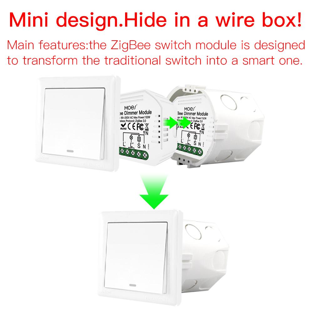 MOES ZigBee Smart Dimmer Switch Relay, 2 way Gang Interruptor