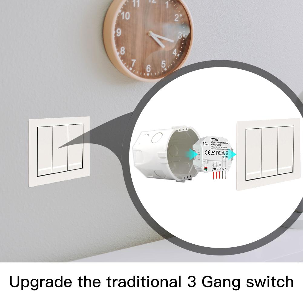 Mini DIY WiFi Smart Light Switch 3 Gang 1/2 Way Module - Moes