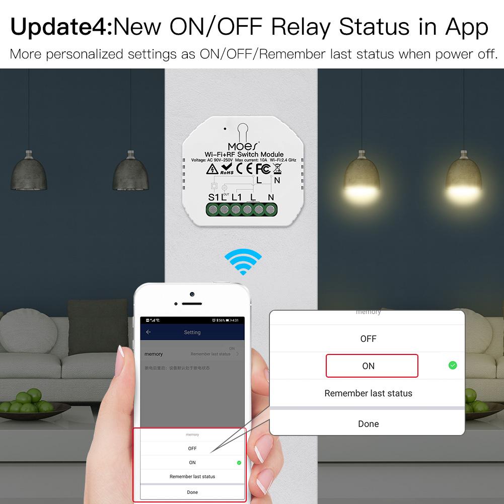 Mini New DIY WiFi RF433 Smart Light Relay Switch Module - Moes