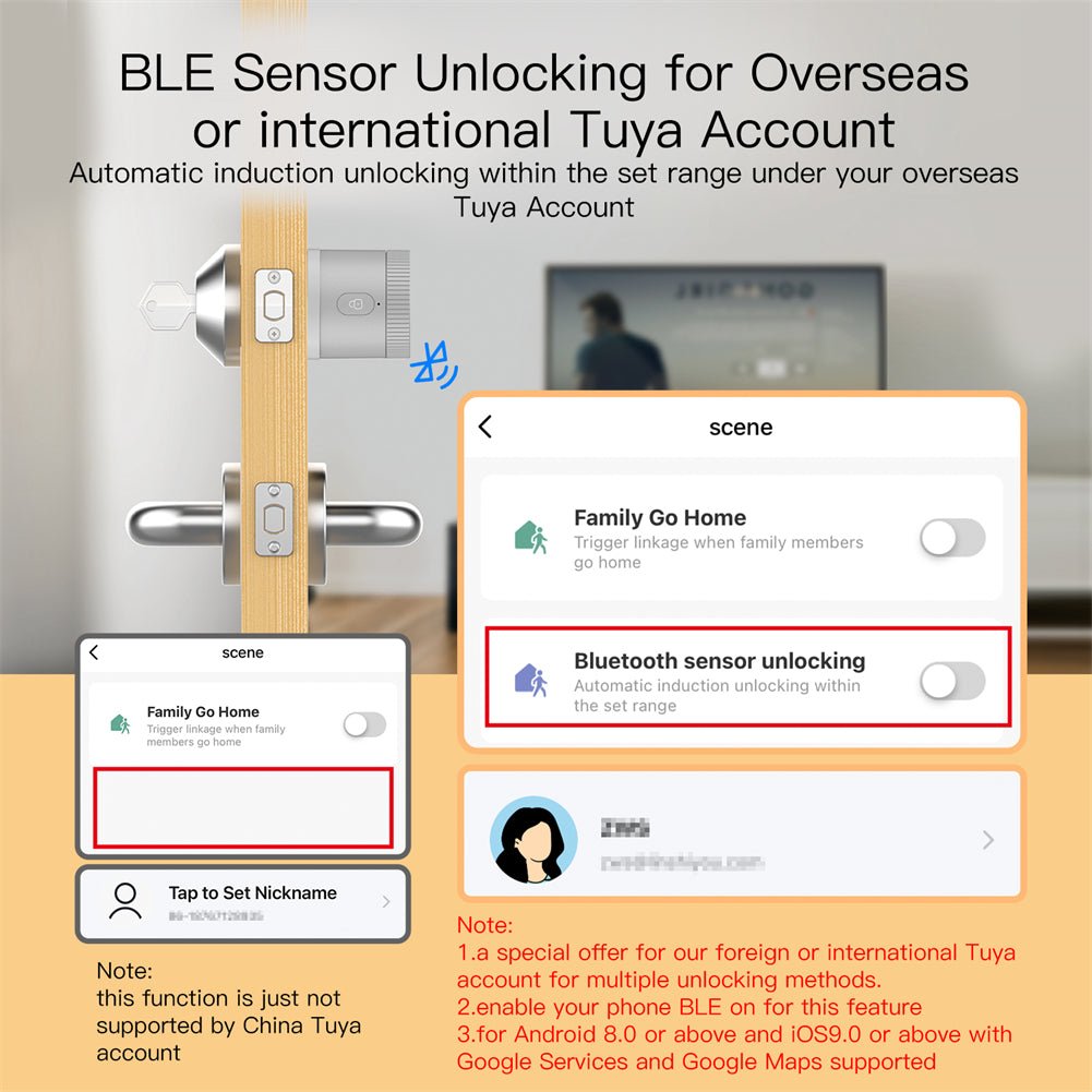 MOES Bluetooth Smart Door Lock Bank-grade AES128 Bit and TLS Encryption Bluetooth Sensor APP Remote Unlocking Scene Linkage - MOES