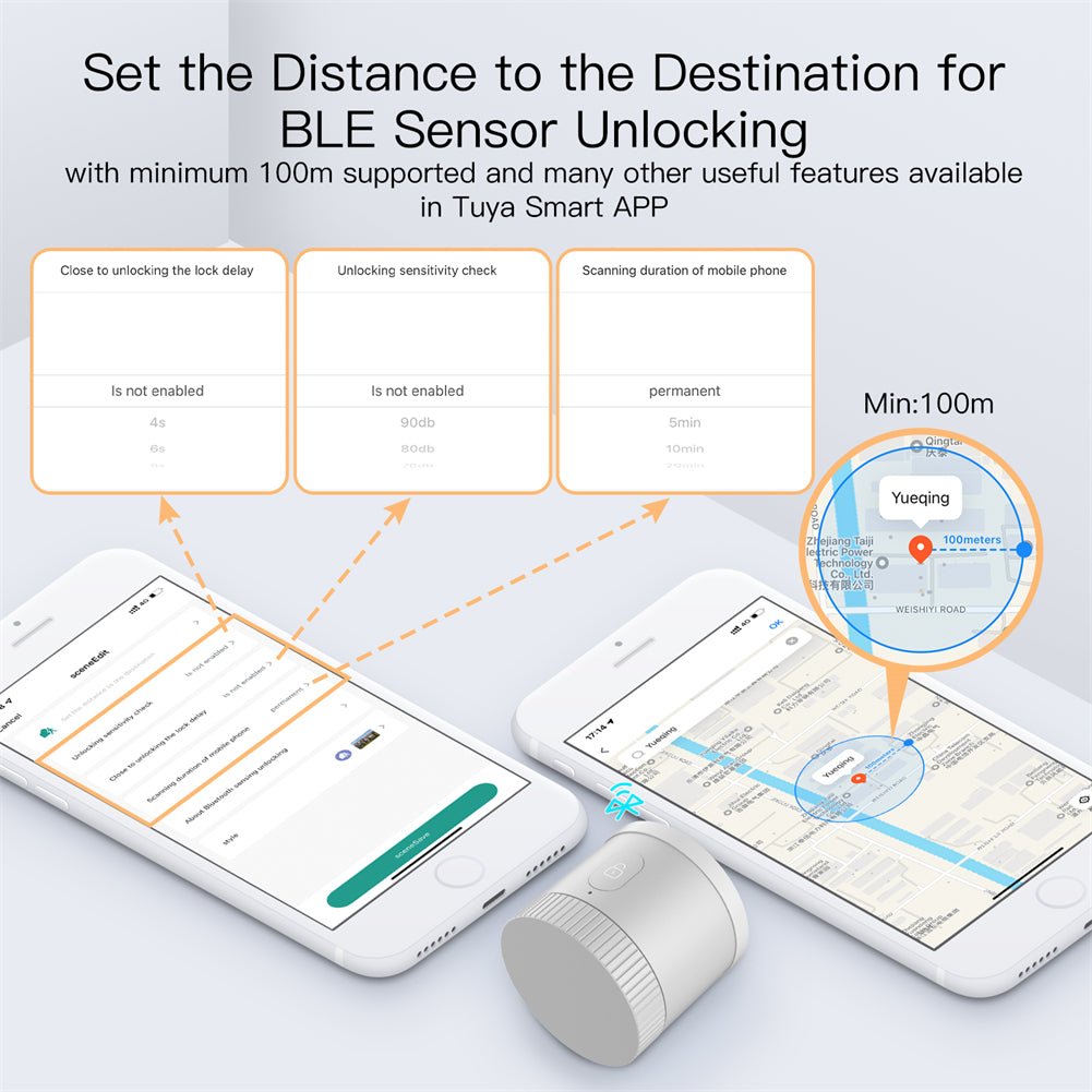 MOES Bluetooth Smart Door Lock Bank-grade AES128 Bit and TLS Encryption Bluetooth Sensor APP Remote Unlocking Scene Linkage - MOES