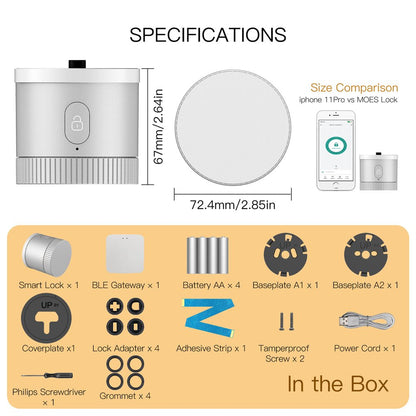 MOES Bluetooth Smart Door Lock Bank-grade AES128 Bit and TLS Encryption Bluetooth Sensor APP Remote Unlocking Scene Linkage - MOES