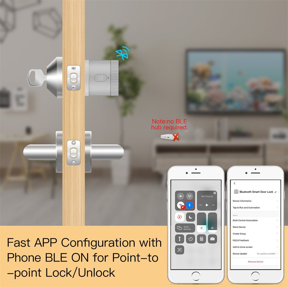 MOES Bluetooth Smart Door Lock Bank-grade AES128 Bit and TLS Encryption Bluetooth Sensor APP Remote Unlocking Scene Linkage - MOES