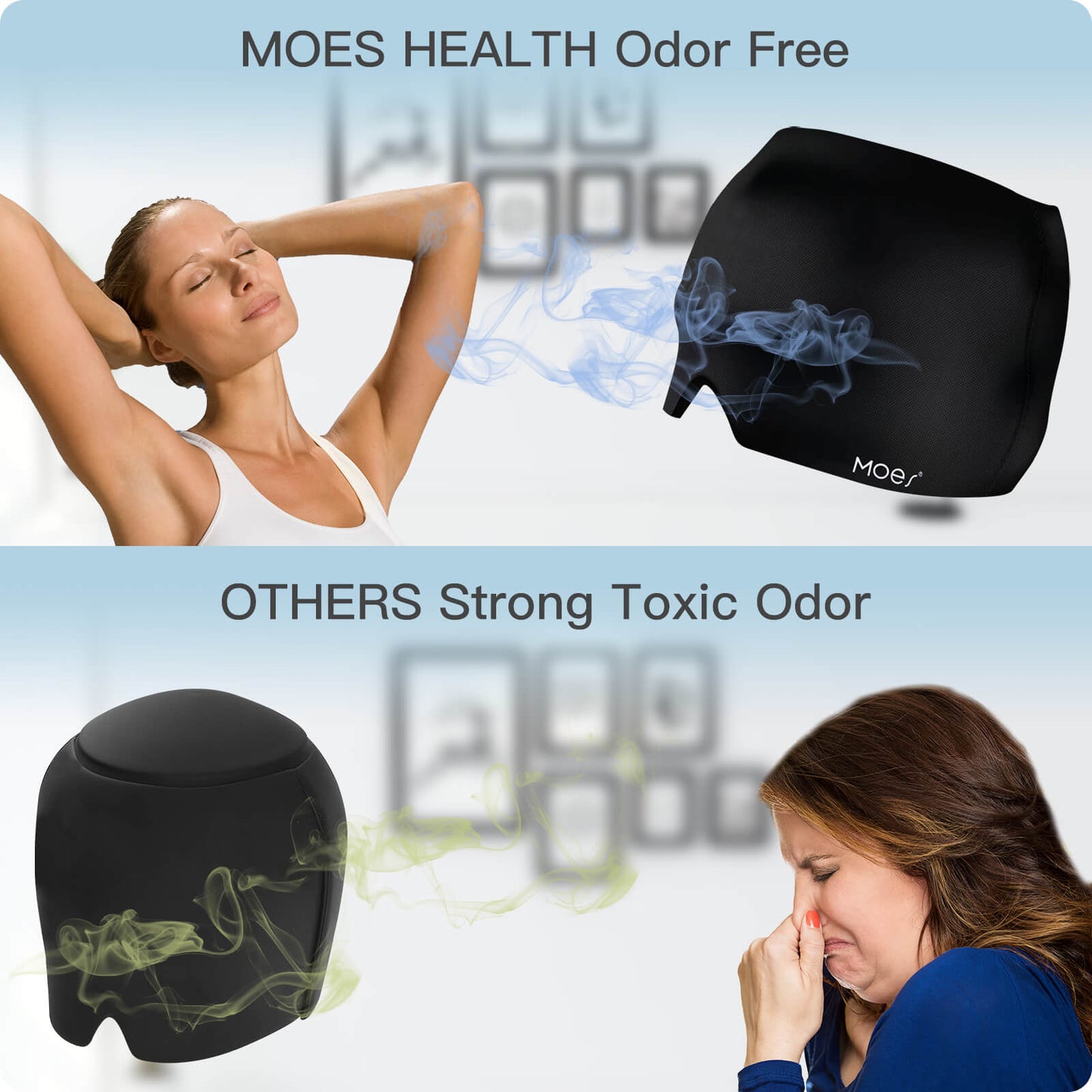 MOES Health Migraine Headache Relief Cap Ice Head Wrap Hat Odorless Gel Cold Therapy & Ear Warmers - MOES