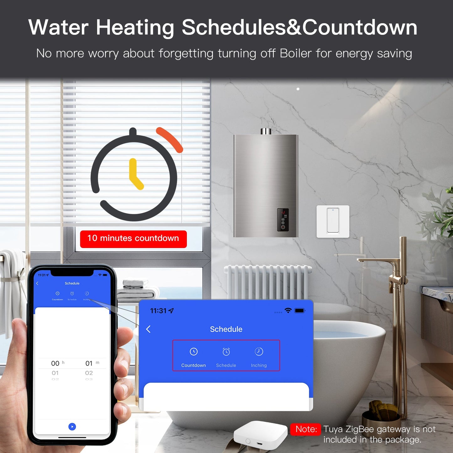 MOES Smart ZigBee Water Heater Boiler Switch Wireless Control Timer for Heating Water - MOES