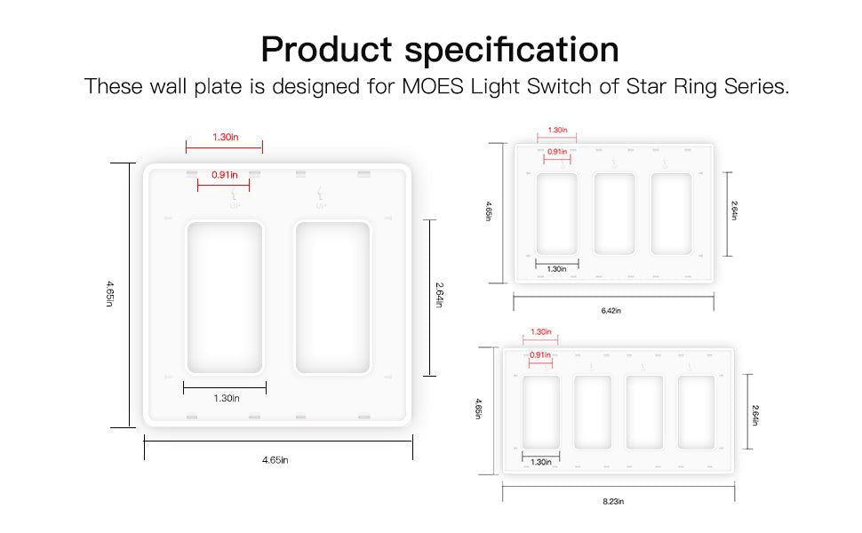 MOES Star Ring 2nd Generation Smart WiFi 3 Way/Single Pole Push Button Light Switch 1/2/3/4 Gang - MOES