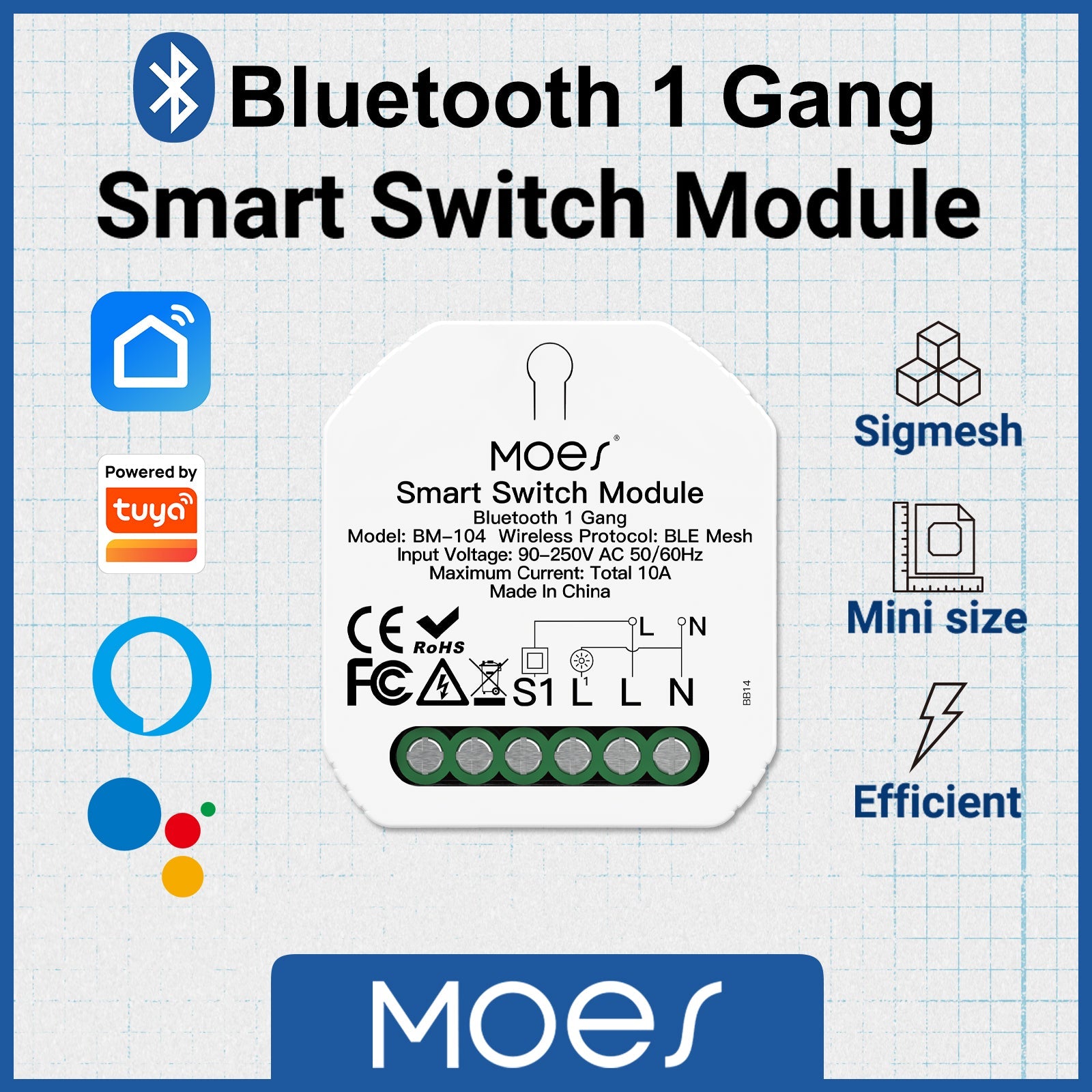 bluetooth 1 gang smart switch module - MOES