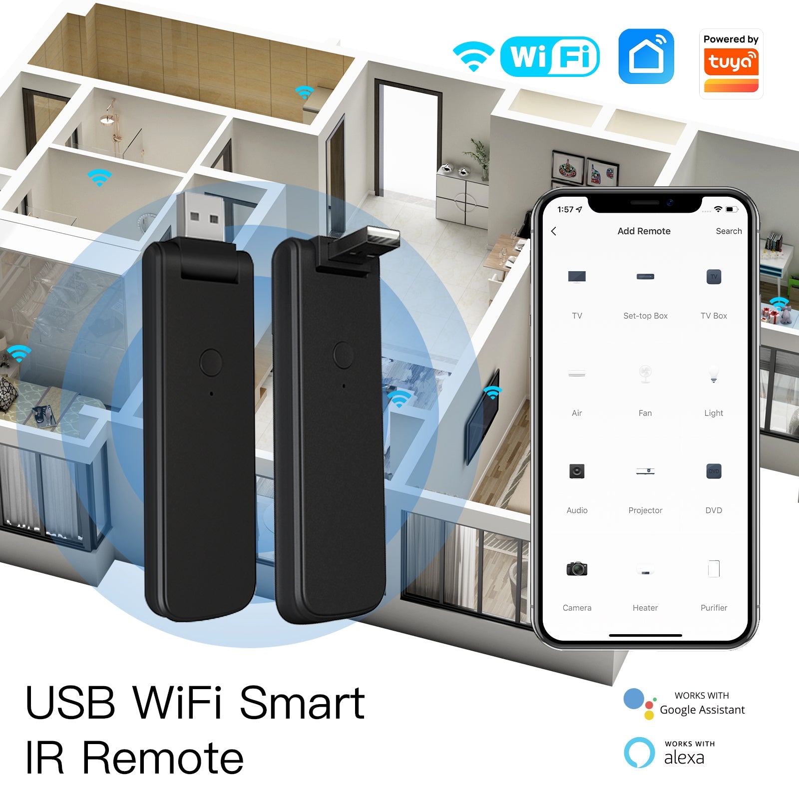 WiFi USB Smart IR RF Remote|Wireless Universal Infrared Controller – MOES