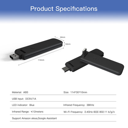 MOES Tuya Smart Infrared WiFi Remote Controller Wireless USB IR Controller 210°Rotate for IR TV Fan Switch Smart Home Automation Support Alexa Google Home - MOES