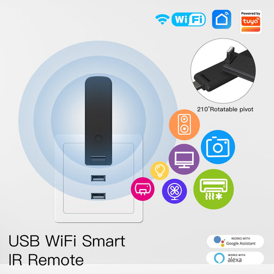 MOES Tuya Smart Infrared WiFi Remote Controller Wireless USB IR Controller 210°Rotate for IR TV Fan Switch Smart Home Automation Support Alexa Google Home - MOES