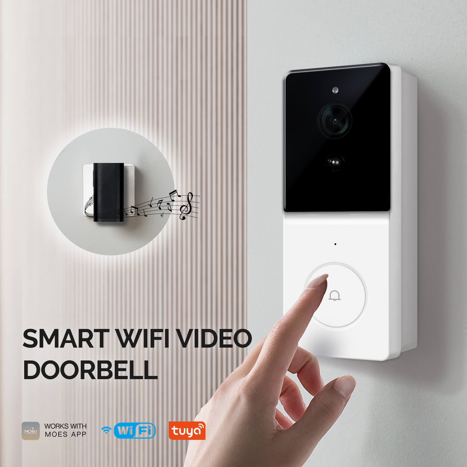 MOES Tuya Smart WiFi Video Doorbell Camera 2-way Audio Intercom Outdoor Wireless Door Bell Night Vision - MOES
