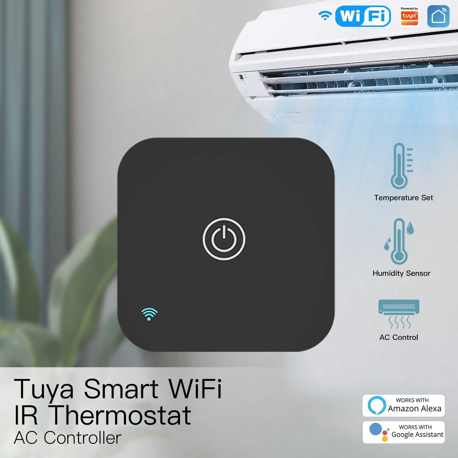 Tuya Smart Life New WiFi Thermostat DC5V Air Conditioner IR Remote Control  Timer Temperature Humidity Sensor LCD Touch Screen