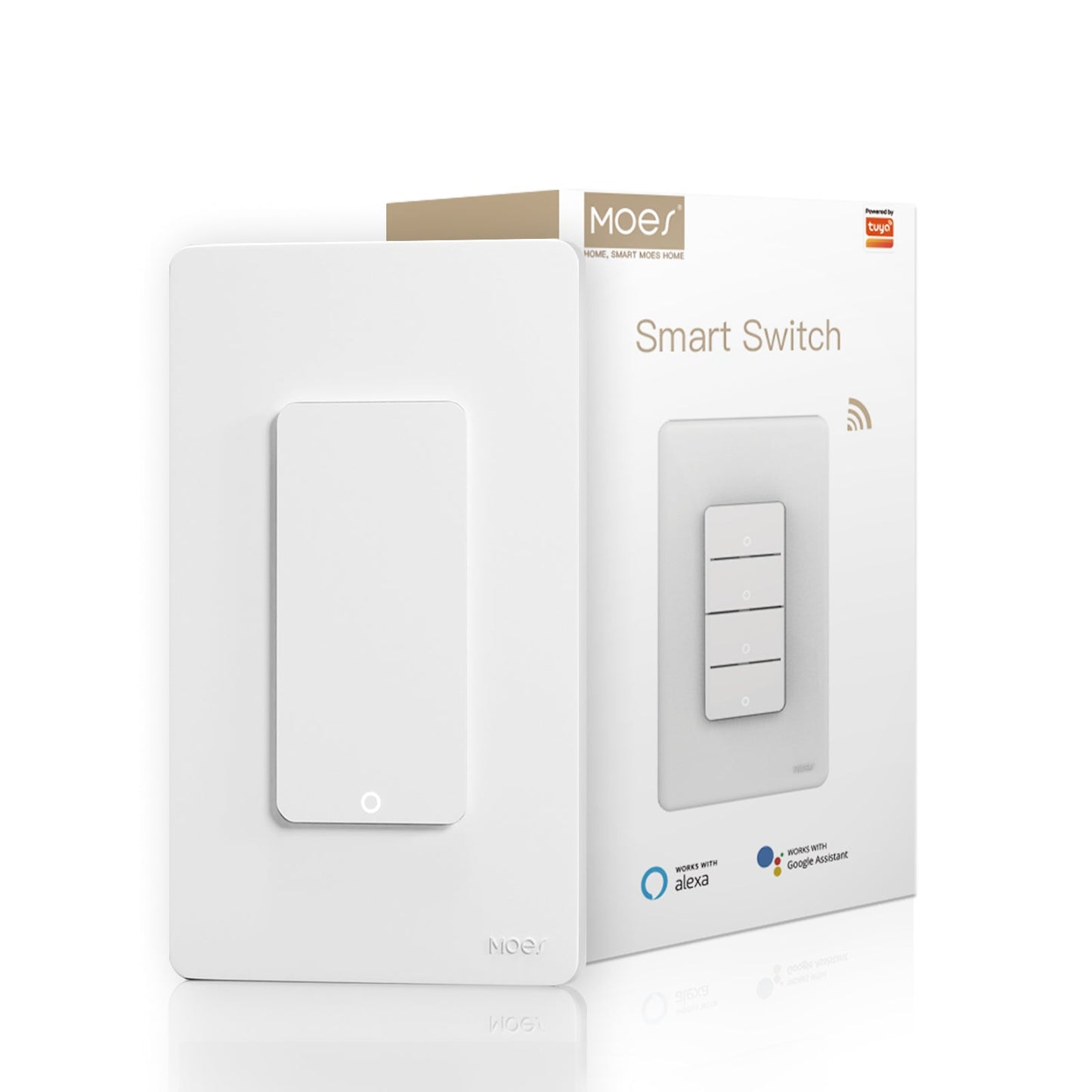 MOES Smart Light Switch White Mini Push Button WiFi Switch APP Remote
