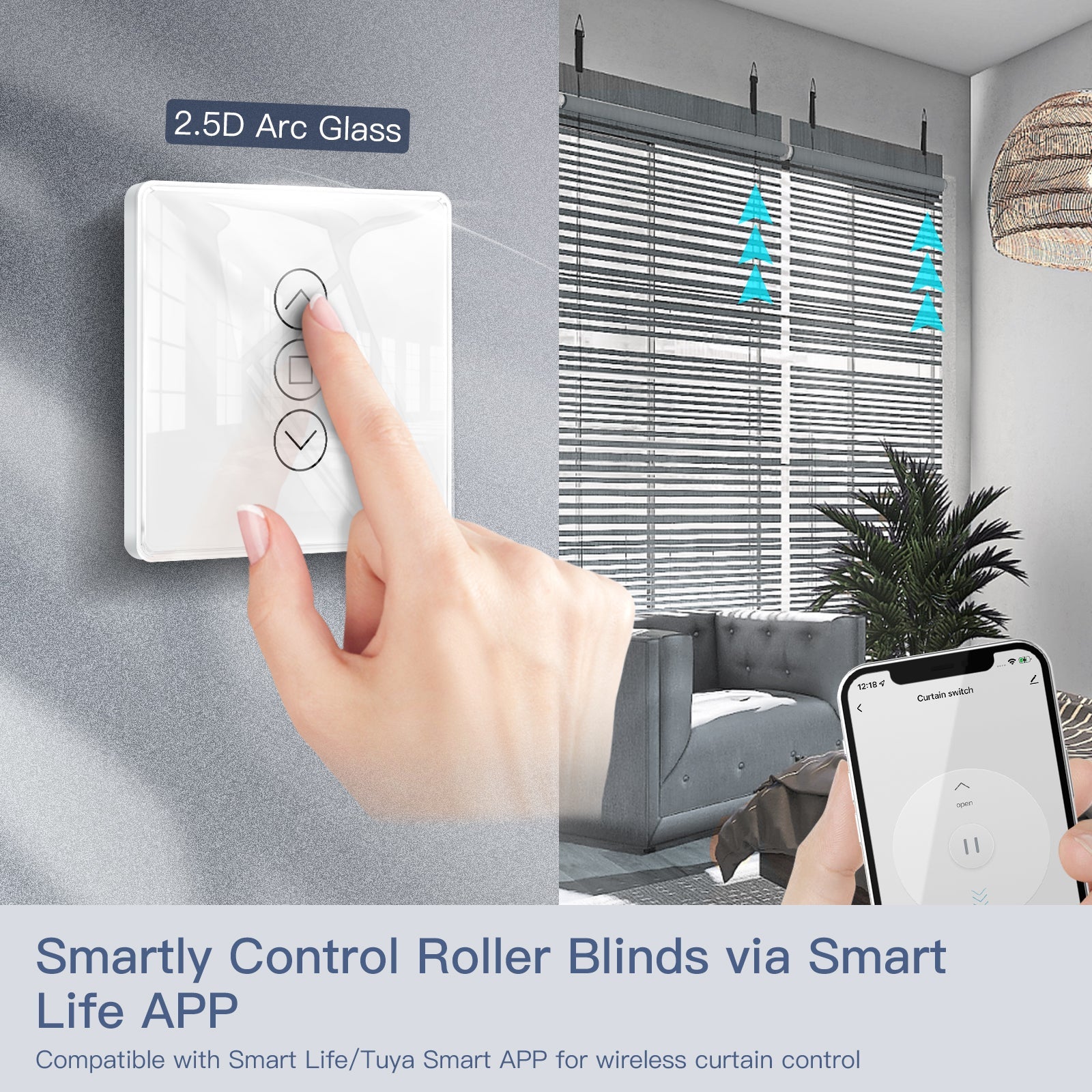 Compatible with Smart L ife/ Tuya Smart APP for wireless curtain control - MOES