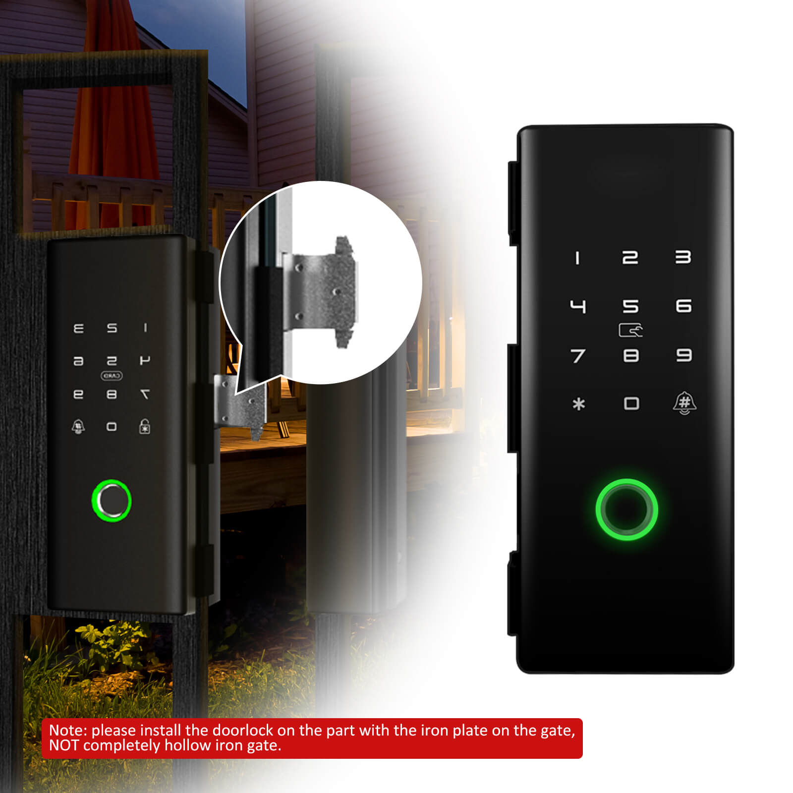 MOES WiFi Smart App Remote Control Door Lock Iron Gate Outdoor Mechanical Key Fingerprint Password Electronic Unlock - MOES