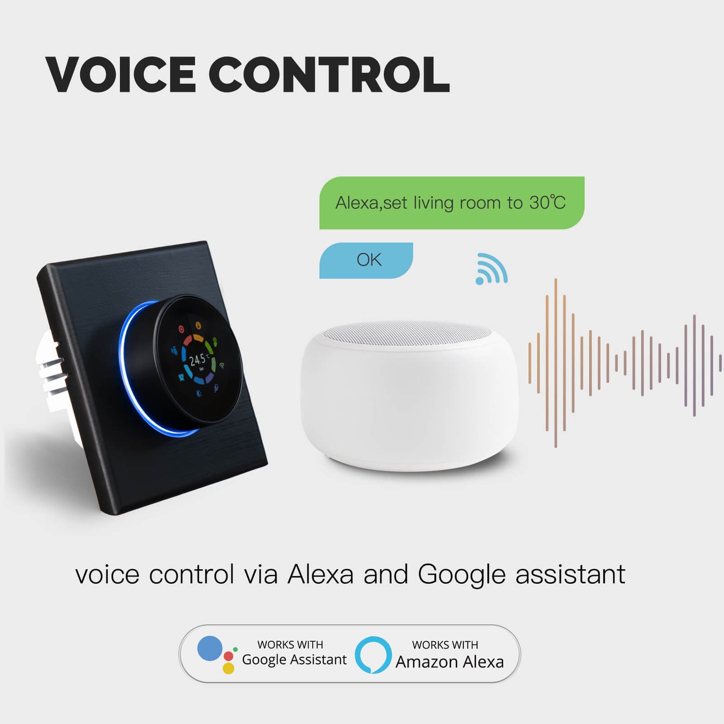 voice control via alexa and google assistant - MOES