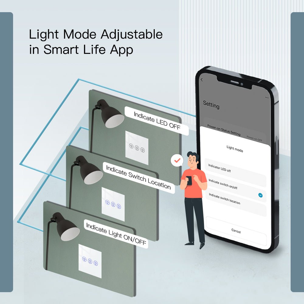 MOES WiFi Smart Light Dimmer Touch Panel Switch 1/2/3 Gang EU Version - MOES