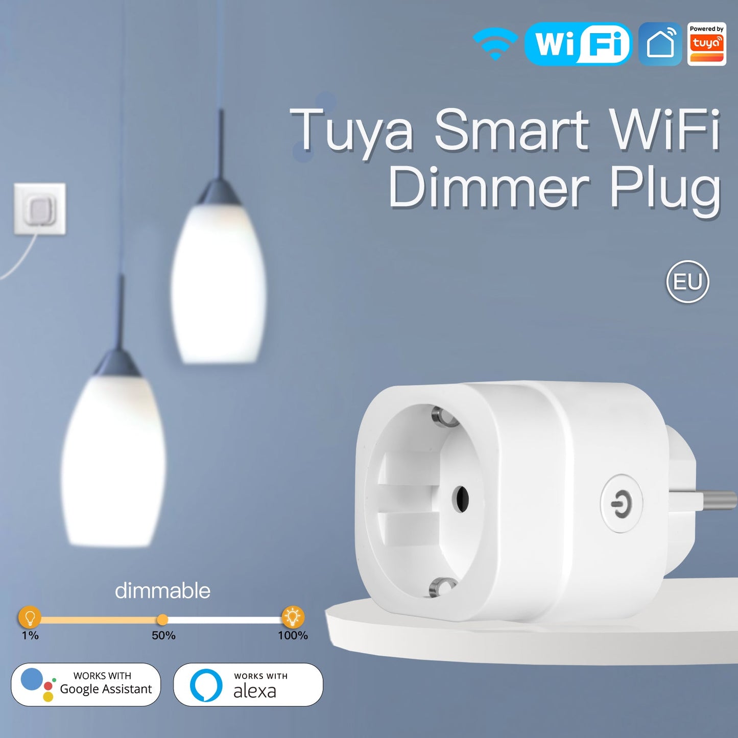 MOES WiFi Smart Power Dimmer Plug Brightness Adjust Timer Socket EU - MOES