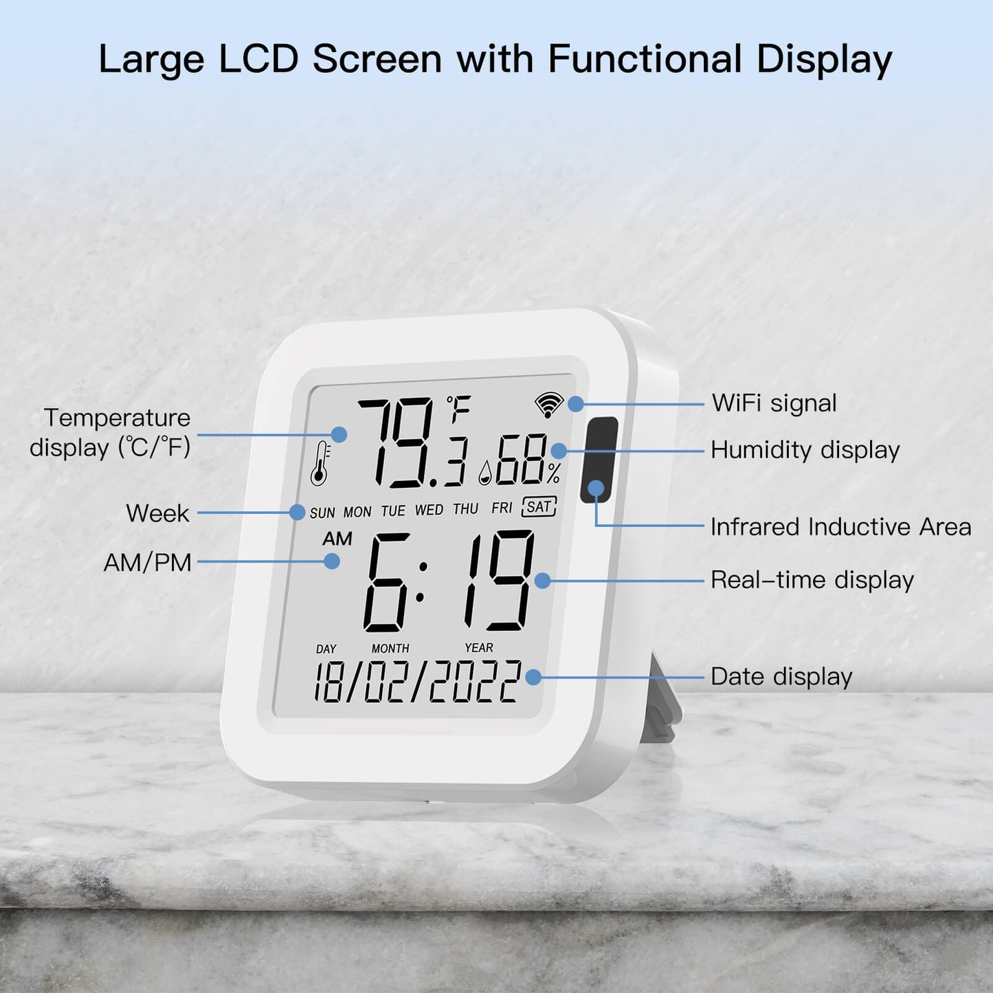 MOES WiFi Smart Temperature & Humidity Sensor with LCD Screen - MOES