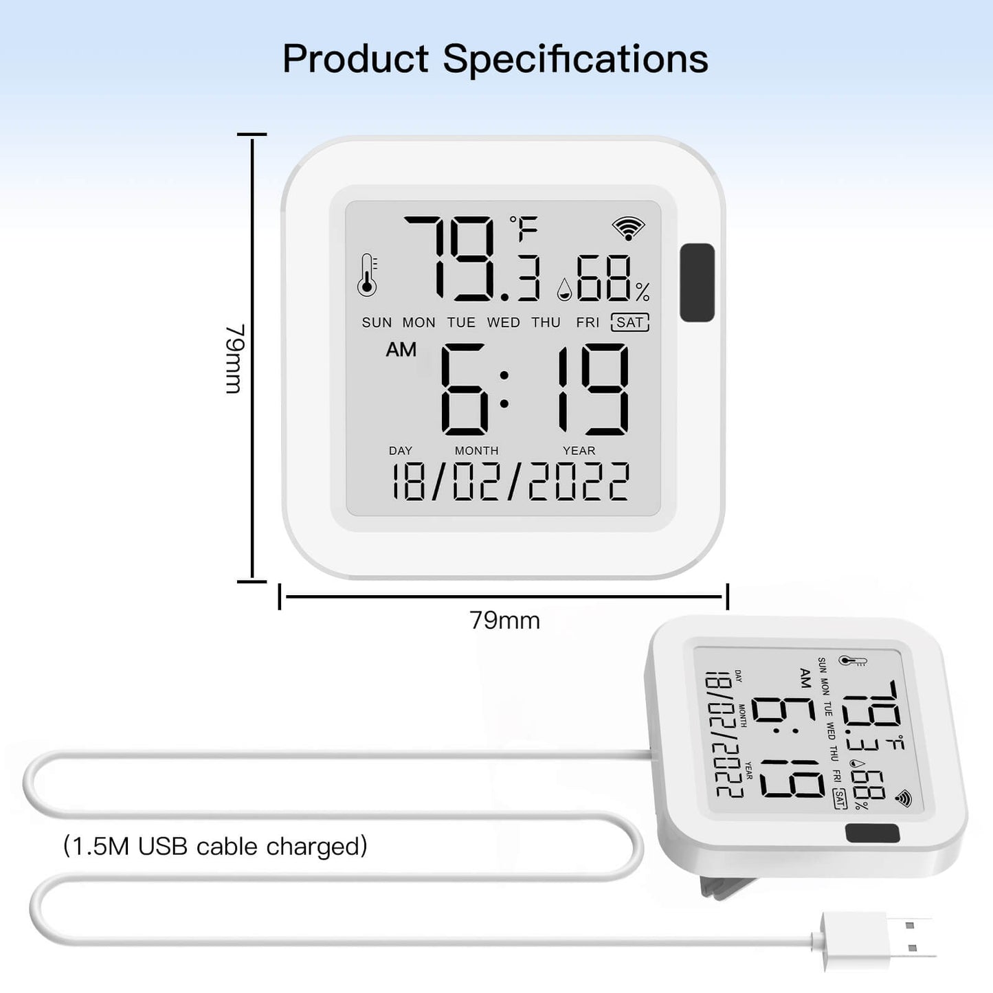 MOES WiFi Smart Temperature & Humidity Sensor with LCD Screen - MOES