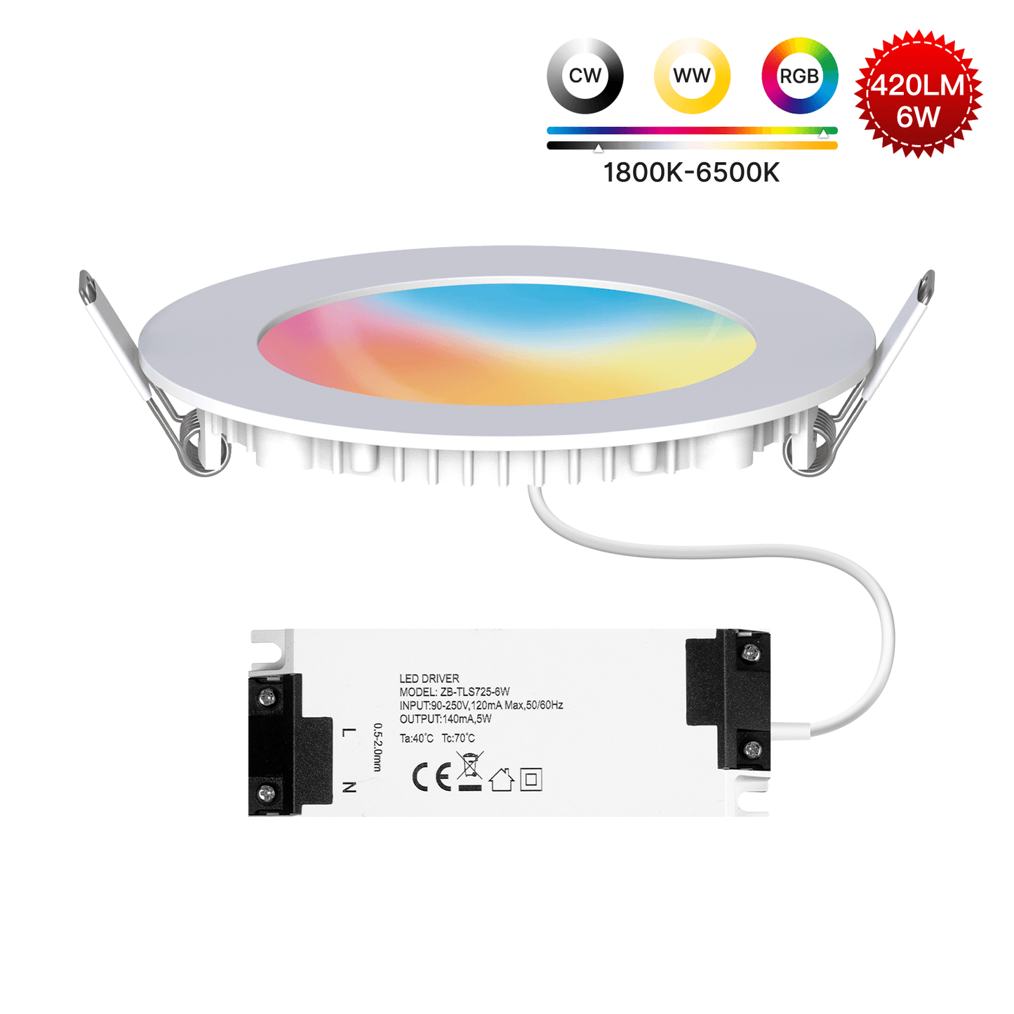 Tuya Smart Bluetooth RGB Dimmable Downlight Colorful Spot LED Lamp Recessed  Round Light Smart Home Works With Alexa Google Home