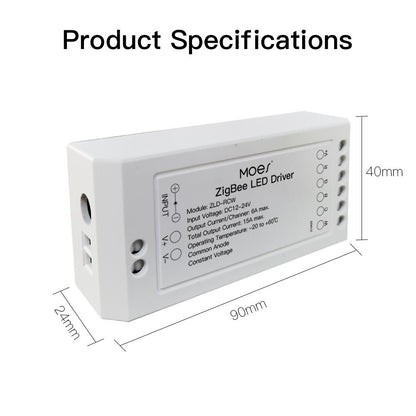 MOES ZigBee RGB Strip Light Multicolor LED Strip CCT LED Controller Plus Brightness Adjustable - MOES