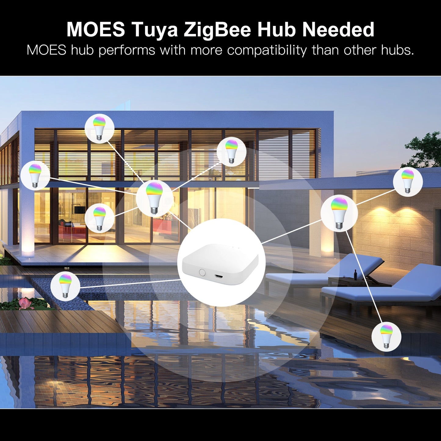 MOES ZigBee Smart LED Light Bulb E27 Dimmable RGB White Color Lamp 806Lm 9W 90-250V - MOES