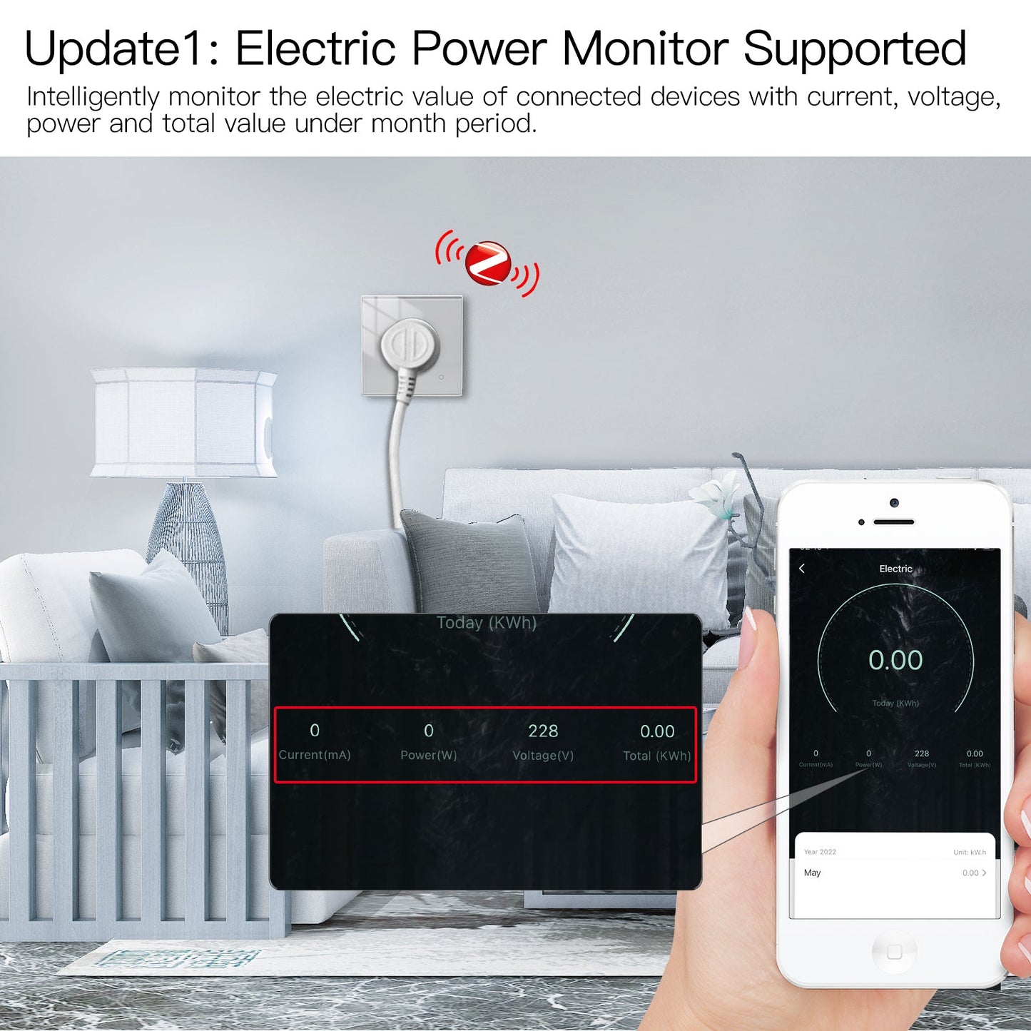 MOES ZigBee Smart Wall Socket Glass Panel Power Monitor - MOES