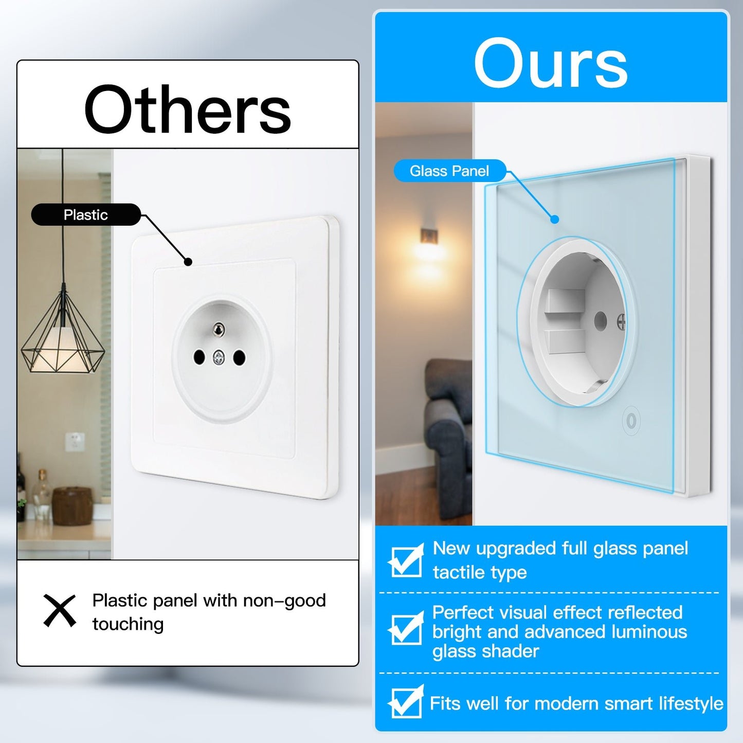 MOES ZigBee Smart Wall Socket Glass Panel Power Monitor - MOES