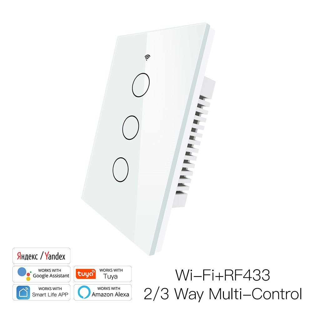 MOES Touch Wall Single Live Wire Smart Switch，No Neutral Wire Needed,  2.4GHz WiFi RF433 Light Switch Works with Smart Life/Tuya App, Alexa and  Google