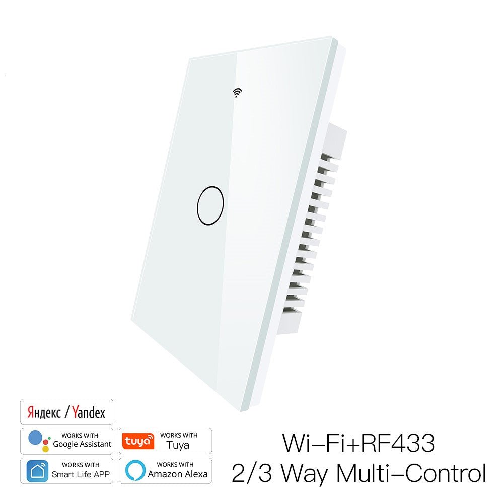 thumbnail image 2 of 3-Gang 2.4GHz WiFi Smart Touch Light Switch – White Glass Panel – Works With Alexa & Google Home 2 of 6