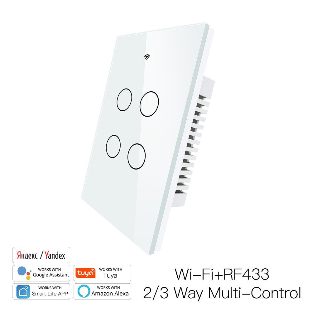 MoesGo Interruptor Wifi Inteligente conmutador Inalambrico Rele Módulo  Alexa Control Remoto y RF433 para Interruptores de 1 Gang y 1/2 Way,  compatible