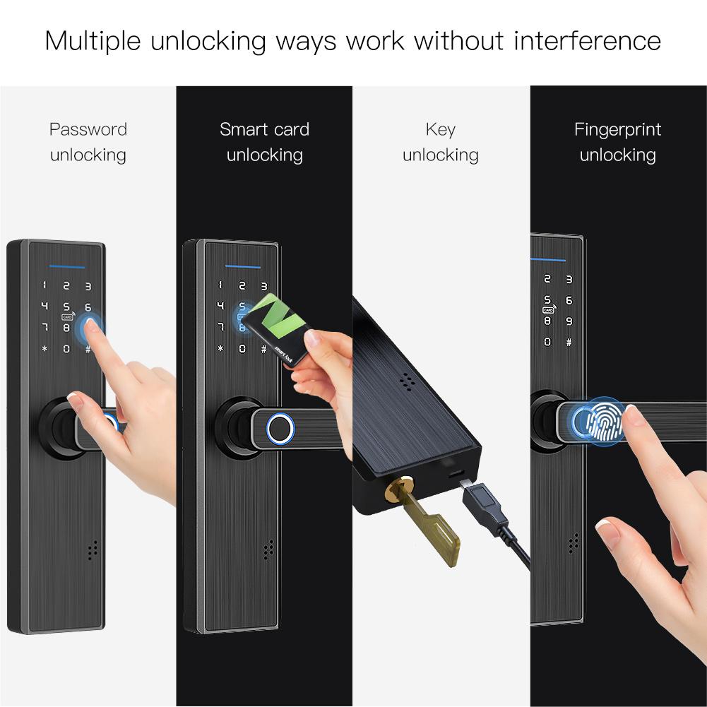 New Tuya WiFi Multiple Unlocking Fingerprint Lock, Security Intelligent Smart Lock With Smart Life APP Password RFID Door Lock Battery Powered - Moes