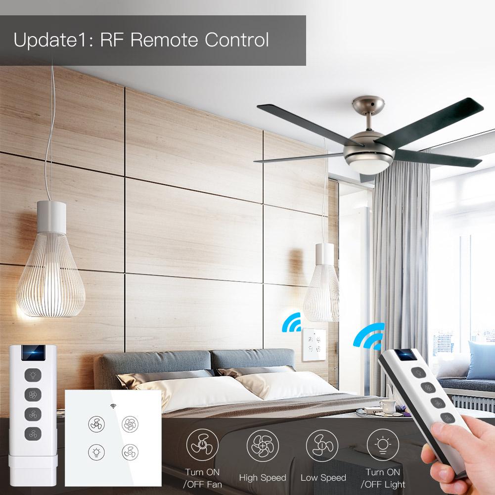 New Updated Version WiFi RF Smart Ceiling Fan Light 2/3 Way Muilti-Control Association White EU - Moes