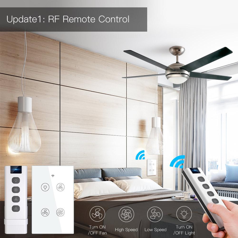 New Updated Version WiFi RF Smart Ceiling Fan Light Smart Life App Remote Control Compatible with Alexa Google HomeUS Black - Moes